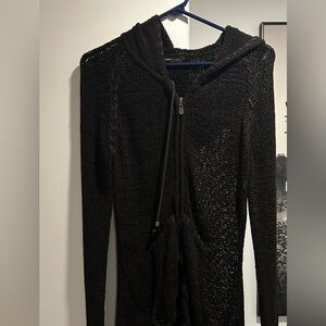 BCBGMaxAzria Chocolate Knit Zip-Up Sweater